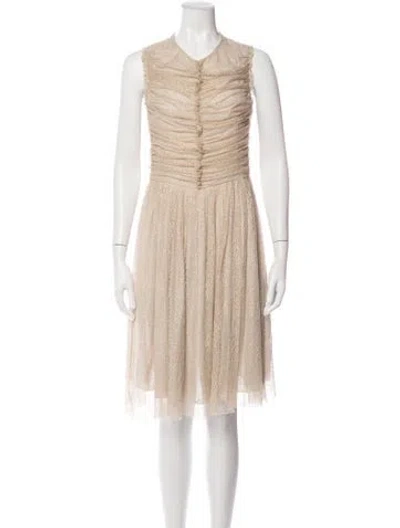 Pre-owned Ottod'ame Lace Pattern Knee-length Dress In Neutrals