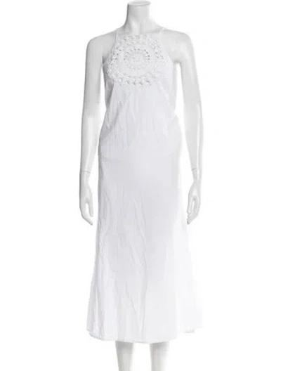 Pre-owned Ottod'ame Lace Pattern Long Dress In White