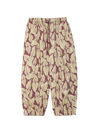 Ottod'ame Leaf-print Balloon Trousers In Brown