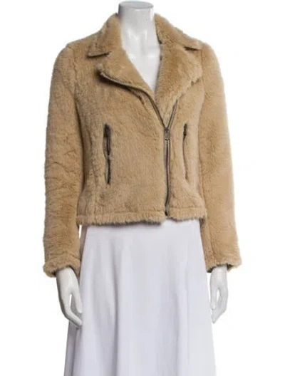 Pre-owned Ottod'ame Leather Faux Fur Jacket In Neutral