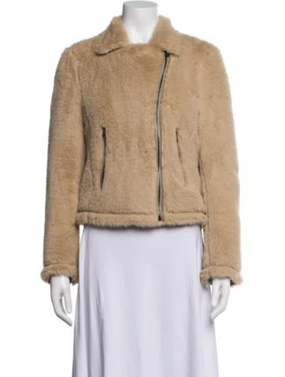 Pre-owned Ottod'ame Leather Faux Fur Jacket In Neutrals