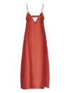 Ottod'ame Long Dress In Satin Linen In Burgundy