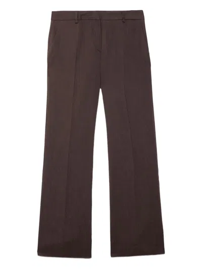 Ottod'ame Linen-blend Trousers In Brown