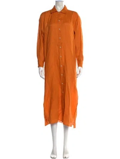 Pre-owned Ottod'ame Linen Long Dress In Orange