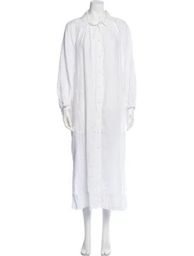 Pre-owned Ottod'ame Linen Long Dress In White