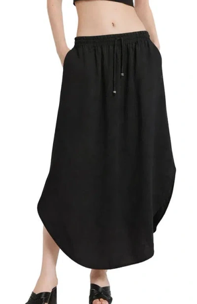 Ottod'ame Linen Long Skirt In Black