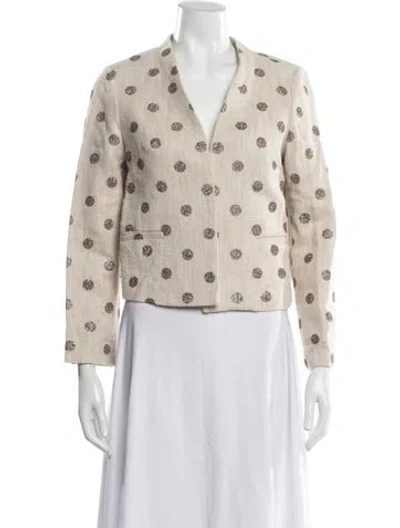 Pre-owned Ottod'ame Linen Polka Dot Print Jacket W/ Tags In Neutral