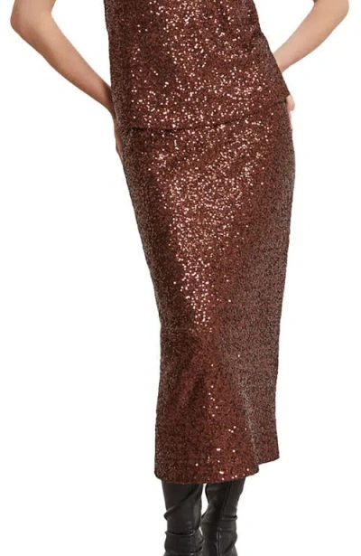 Ottod'ame Longuette Skirt With Sequins In Brown