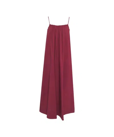Ottod'ame Maxi Dress In Poplin In Burgundy