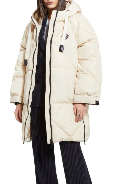 Ottod'ame Midi Quilted Puffer Jacket In Neutral