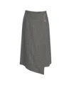 Ottod'ame Midi Skirt With Brooch 'herringbone Skirt' In Gray