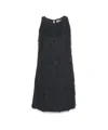 Ottod'ame Mini Dress With Faux Fur Texture And Keyhole Detail In Black