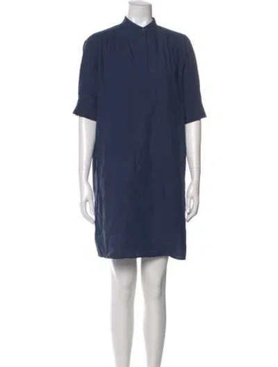Pre-owned Ottod'ame Mock Neck Mini Dress In Blue