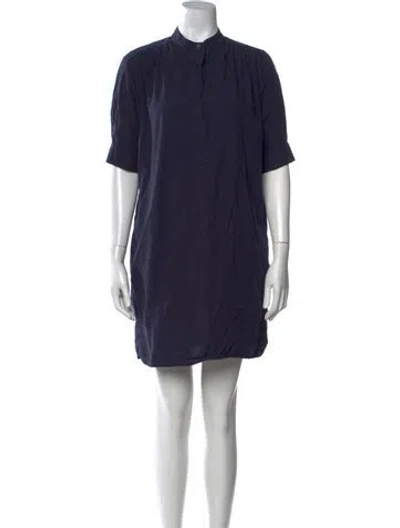 Pre-owned Ottod'ame Mock Neck Mini Dress In Blue