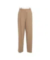 Ottod'ame Modern Pleat Beige Chino Pants With Hidden Closure In Brown