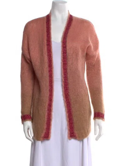 Pre-owned Ottod'ame Mohair Open Front Sweater In Metallic/pink