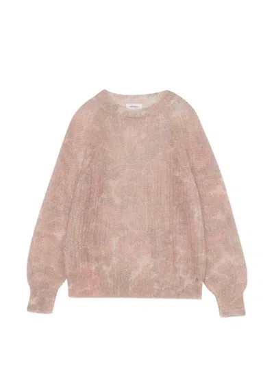 Ottod'ame Open-knit Raglan-sleeve Knit In Purple