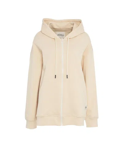 Ottod'ame Oversized Beige Hoodie With Zip Closure In Neutrals