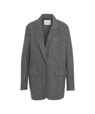 Ottod'ame Oversized Blazer With Herringbone Pattern And Structured Texture In Gray