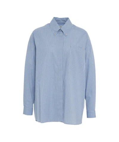 Ottod'ame Oversized Blue Checked Blouse