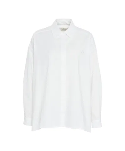 Ottod'ame Oversized Cotton Blouse With Kent Collar And Sparkling Accents In White