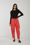 Ottod'ame Pantalone Vita Alta Corallo In Rosso