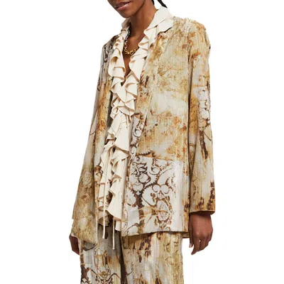 Ottod'ame Patterned Blazer In Brown