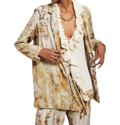 Ottod'ame Patterned Fluid Blazer Jacket In Beige