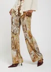 Ottod'ame Patterned Fluid Pants In Beige In Multi