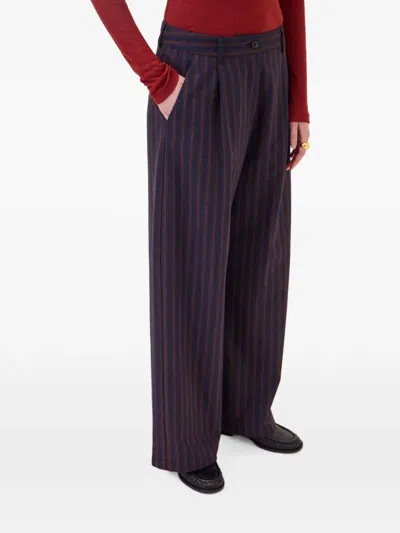 Ottod'ame Pinstripe Pleated Trousers In Blue