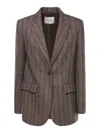 Ottod'ame Pinstriped Viscose And Wool Blend Blazer In Gray