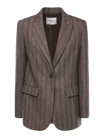 Ottod'ame Pinstriped Viscose And Wool Blend Blazer In Multi