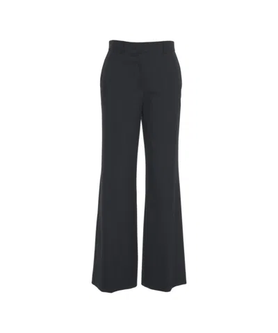 Ottod'ame Pinstriped Wide-leg Palazzo Trousers With High Waist And Tailored Silhouette In Black