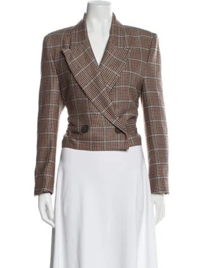 Pre-owned Ottod'ame Plaid Print Blazer In Neutral