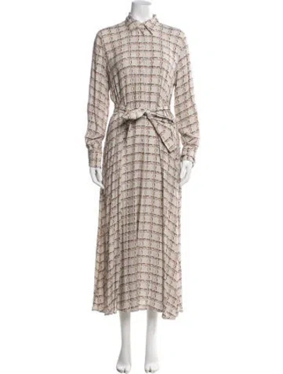 Pre-owned Ottod'ame Plaid Print Long Dress In Multi