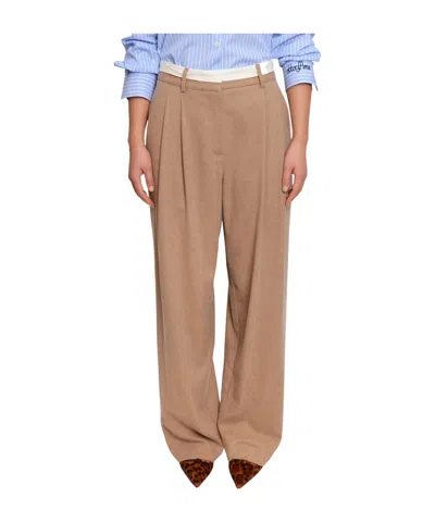 Ottod'ame Pleated Detail Track Pants In Brown