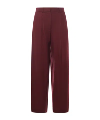 Ottod'ame Pleated Detail Track Pants In Burgundy