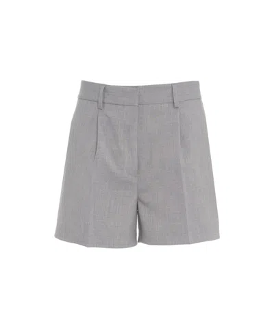 Ottod'ame Pleated Grey Shorts With Functional Pockets