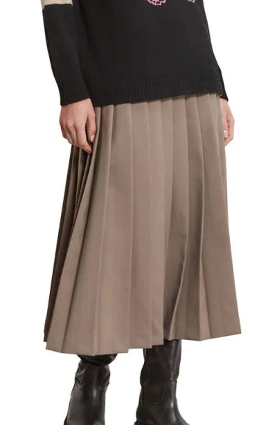 Ottod'ame Pleated Midi Skirt In Brown