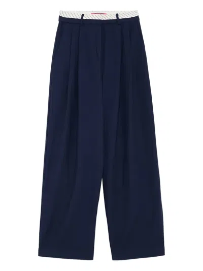 Ottod'ame Pleated-pocket Trousers In Blue