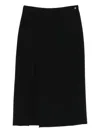Ottod'ame Pleated Split Skirt In Black