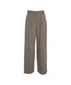 Ottod'ame Pleated Wide-leg Trousers With Textured Wool Finish In Gray