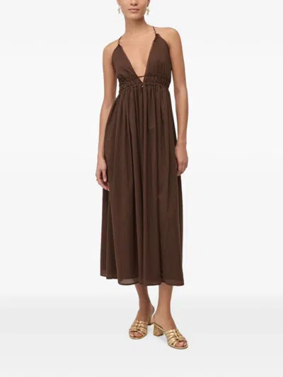 Ottod'ame Plunging Cross-back Dress In Brown