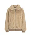 Ottod'ame Plush Bomber Jacket With Classic Collar In Brown
