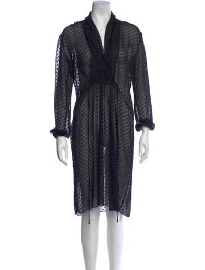 Pre-owned Ottod'ame Polka Dot Print Midi Length Dress In Blue