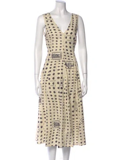 Pre-owned Ottod'ame Polka Dot Print Midi Length Dress In Neutral