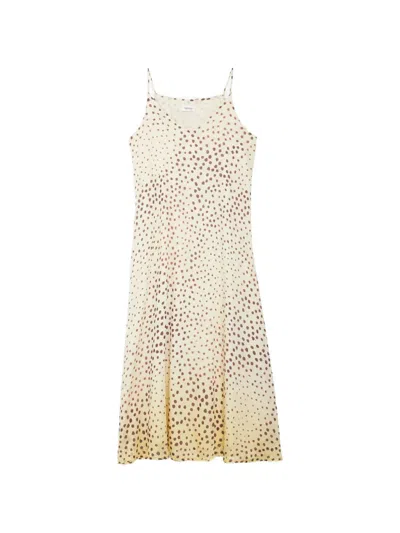 Ottod'ame Polka-dot V-neck Dress In Yellow