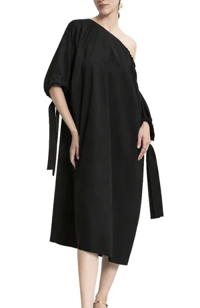 Ottod'ame Poplin Midi Dress In Black