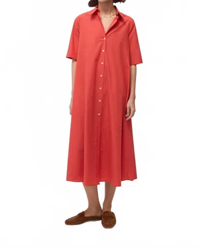 Ottod'ame Poplin Shirt Dress In Fiamma In Orange