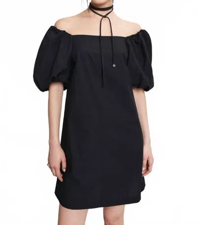 Ottod'ame Poplin Short Dress In Night In Black